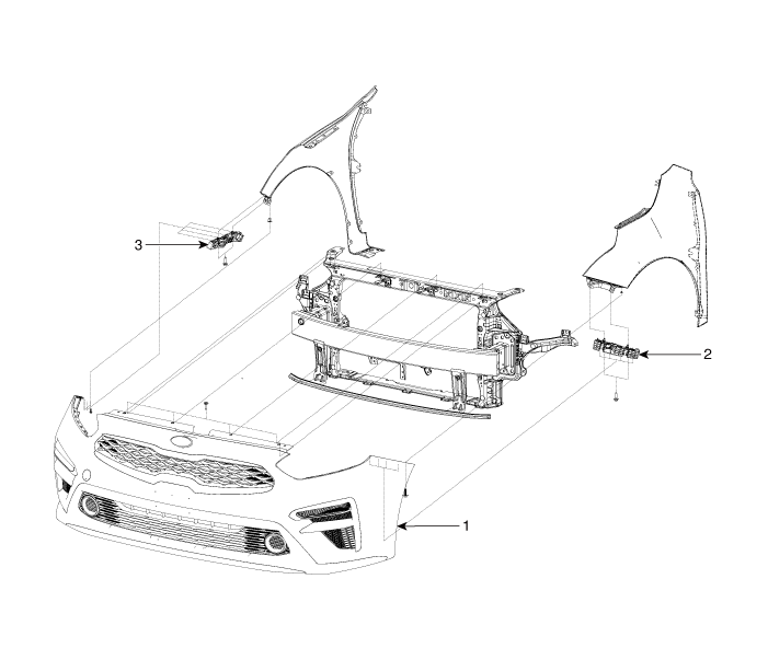 Kia Forte Front Bumper Body (Interior and Exterior)